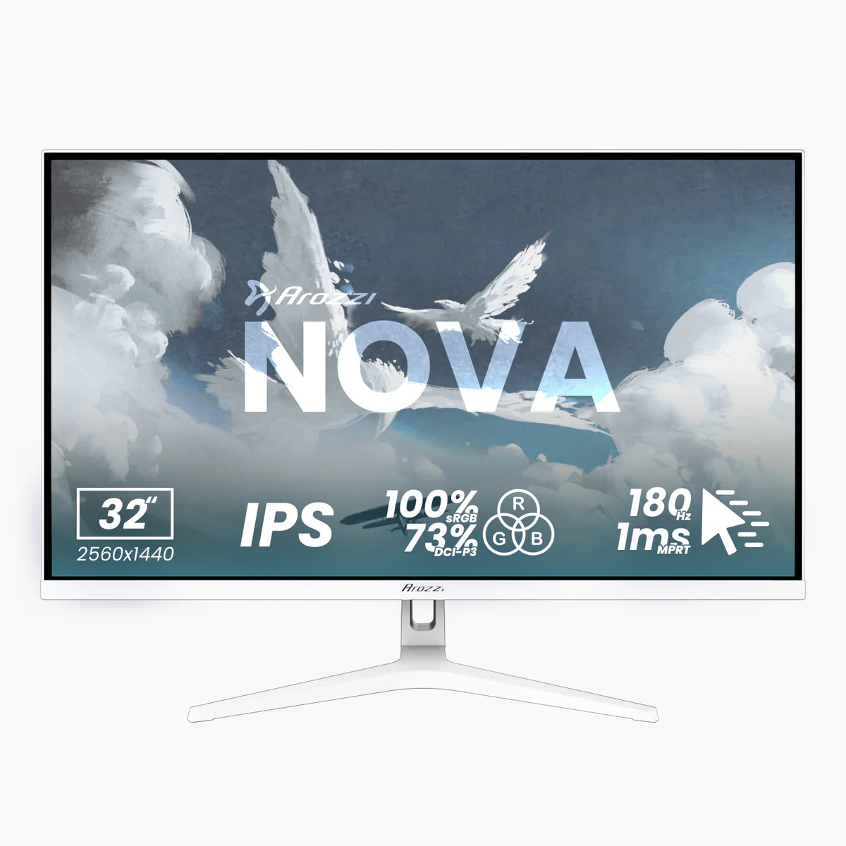 Nova, Weiß, 32 Zoll, QHD, IPS, 180 Hz, 1 ms Gaming-Monitor