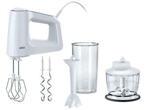 Handmixer MultiMix 3 HM 3135 WH Handmixer inkl. Mixstab, Mixbecher und Zerkleinerer