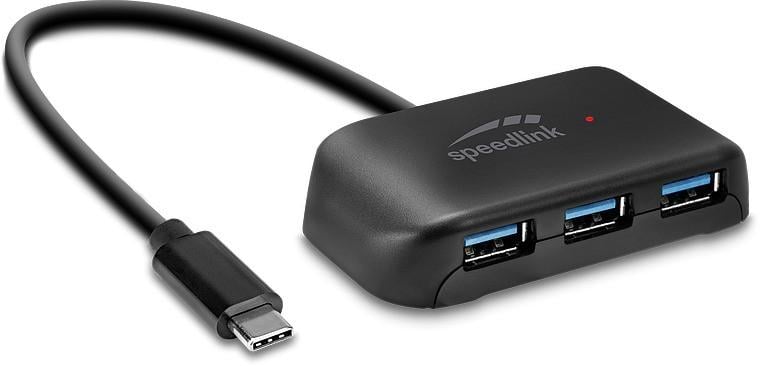 SNAPPY EVO USB Hub, 4-Port, Type-C to USB 3.0, USB 3.1 Gen 1, USB 3.2 Gen 1 (5 Gbit-s), schwarz