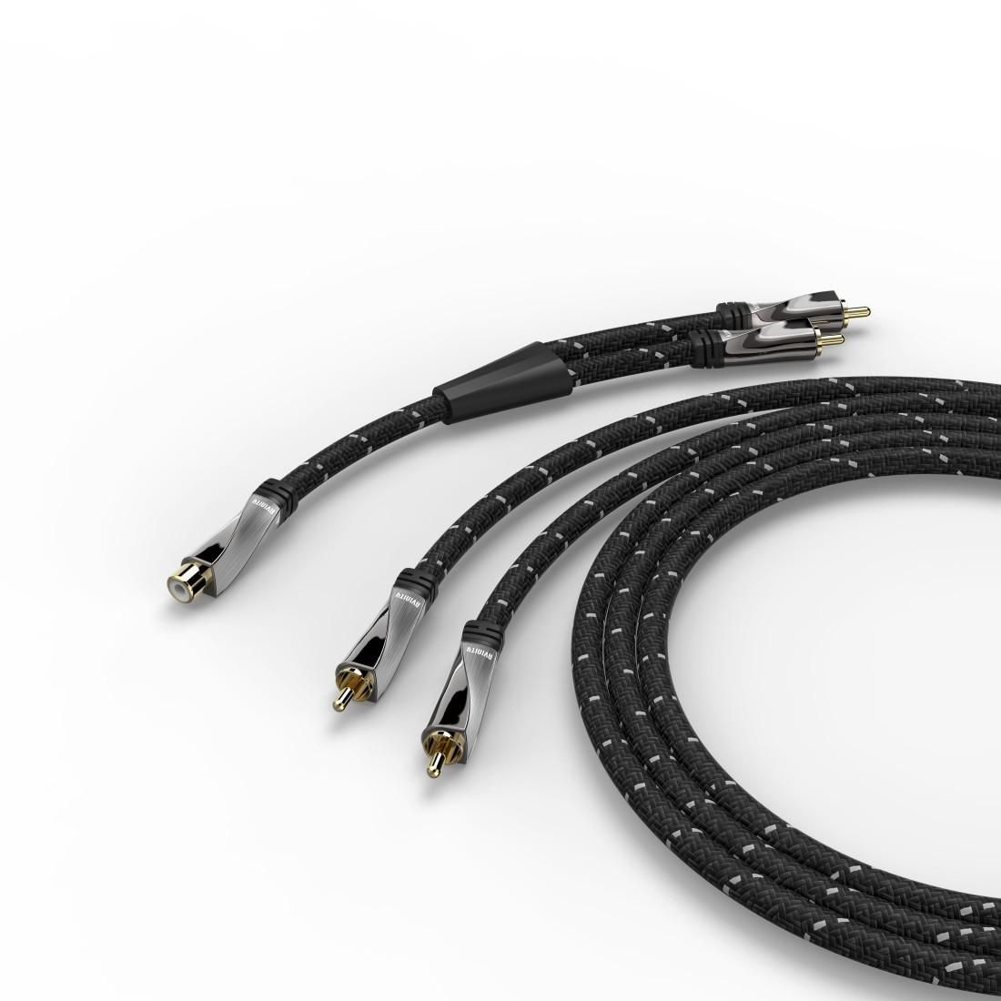 Subwoofer-Kabel + Adapter Cinch-Kup. - 2 Cinch-St., Gewebe, vergoldet, 6 m (00107652)