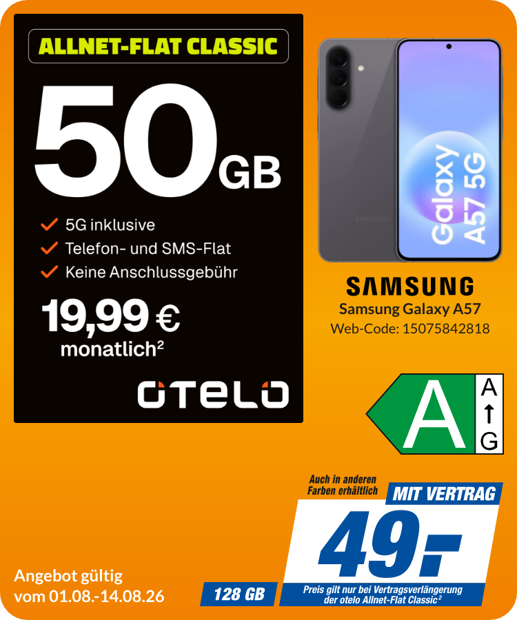 Galaxy A57 mit AllnetFlat Classic für 49€!