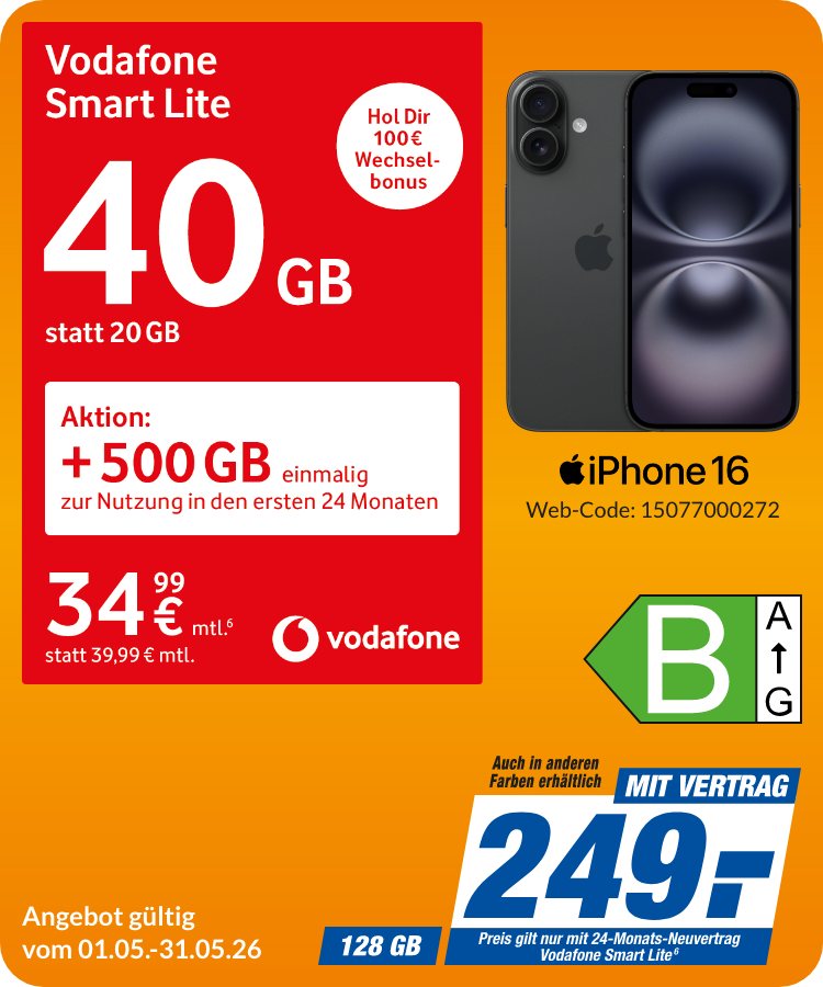 Apple iPhone 16 mit Smart Lite für 249€!
