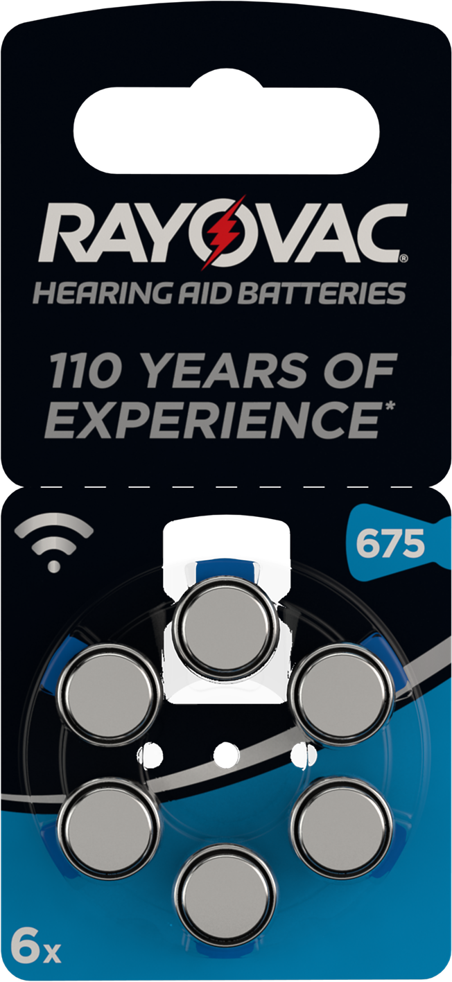 Hörgerätebatterie Typ 675, 6er Blister Batterie