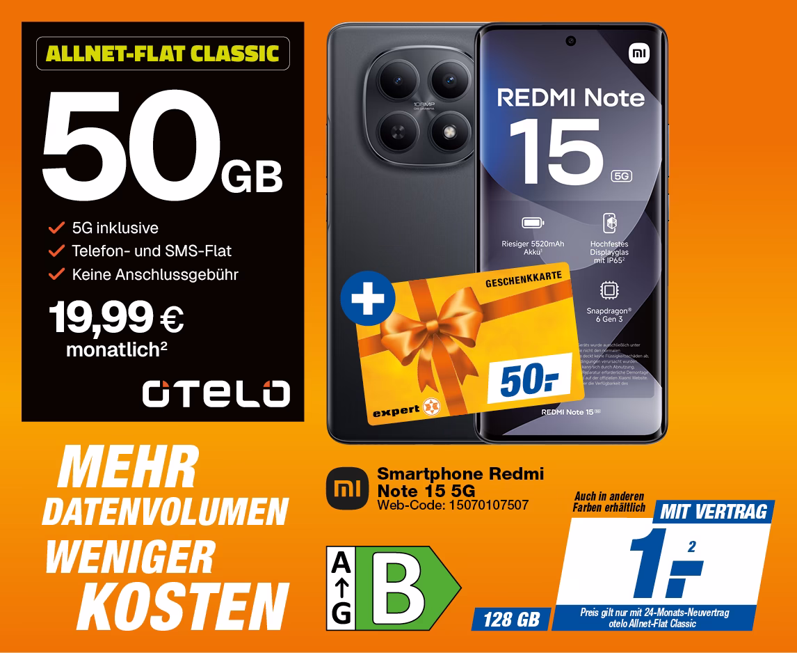 Xiaomi Redmi Note 15 mit Otelo Allnet Flat Classic