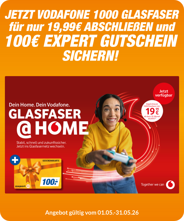 GigaZuhause 1000 Glasfaser mit 100,00€ expert Gutschein