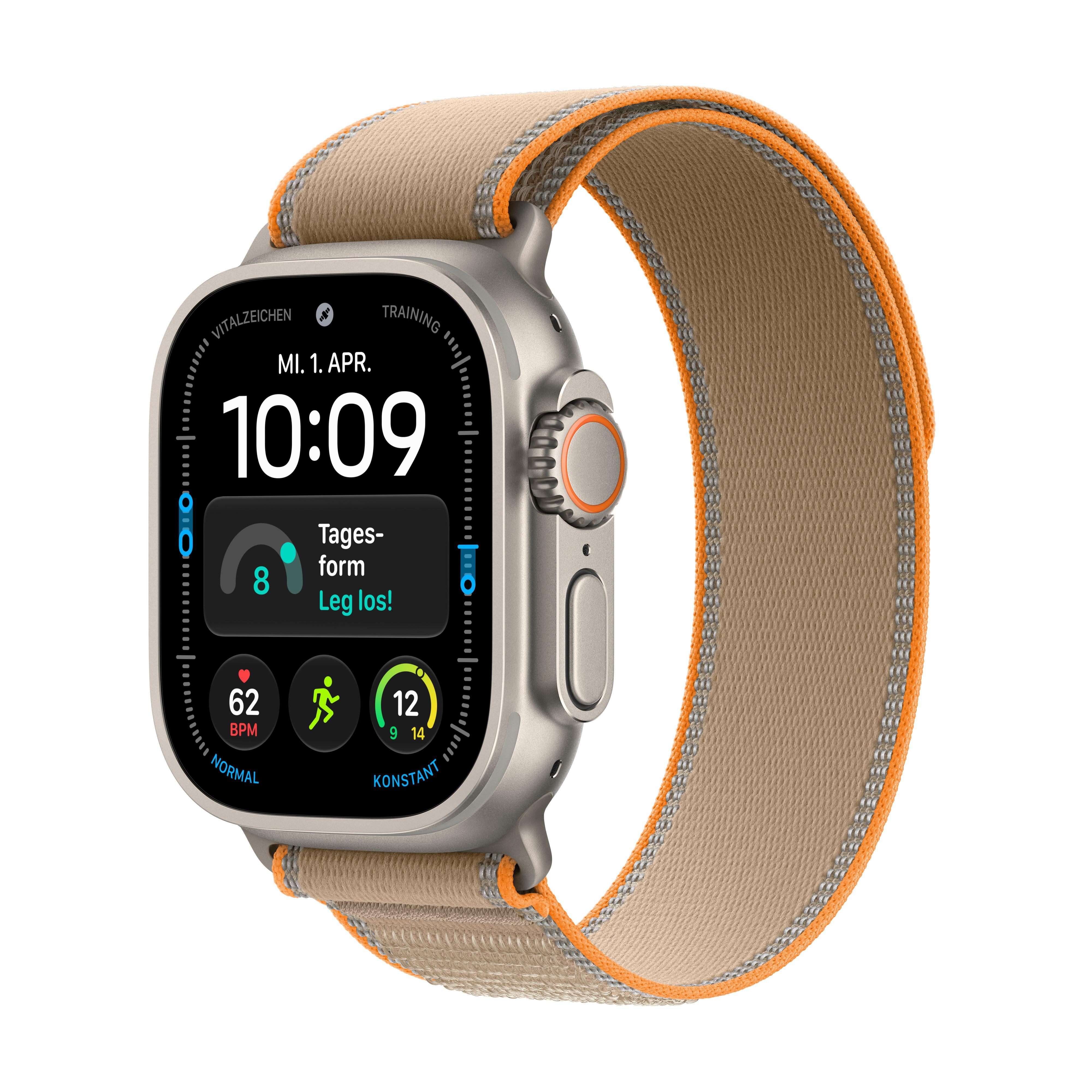 Watch Ultra 4, GPS + Cellular, 49mm, Natur Titaniumgehäuse mit Sand Trail Armband - S/M Smartwatch