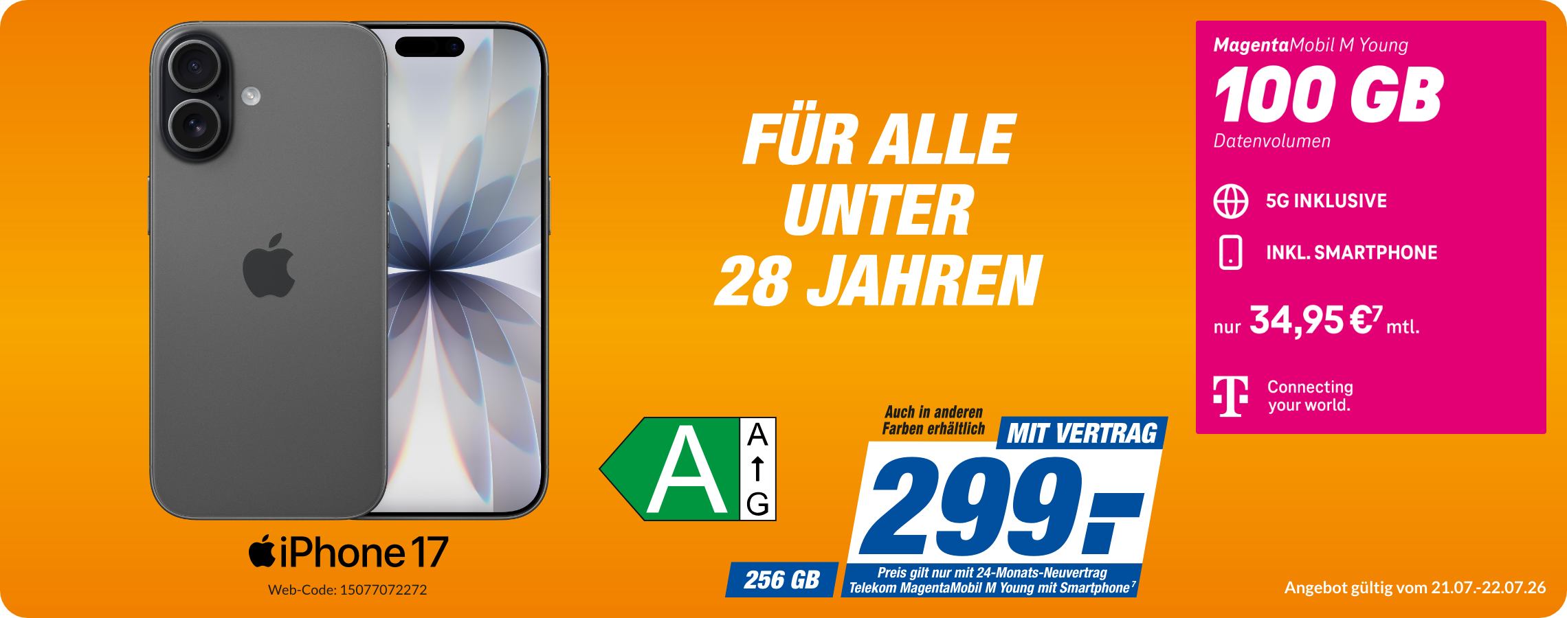 iPhone 17 mit Magenta Mobil M Young für 299€!