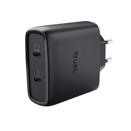 Maxo USB-C-GaN-Ladegerät 65 W mit 2 USB-C-Anschlüssen, Schwarz
