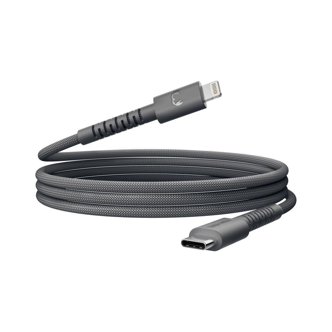 USB-C zu Lightning silicon geflochtenes Kabel "FlexWave" 70cm, Storm Grey (00231904)