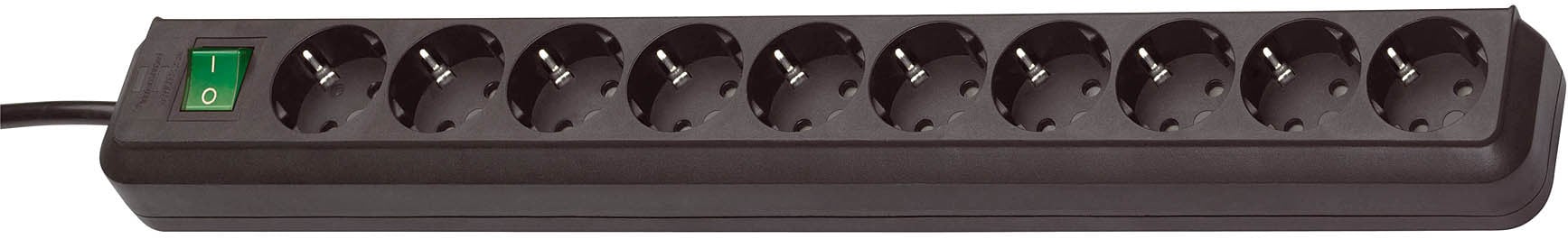 Eco-Line Steckdosenleiste mit Schalter 10-fach schwarz 3m H05VV-F 3G1,5