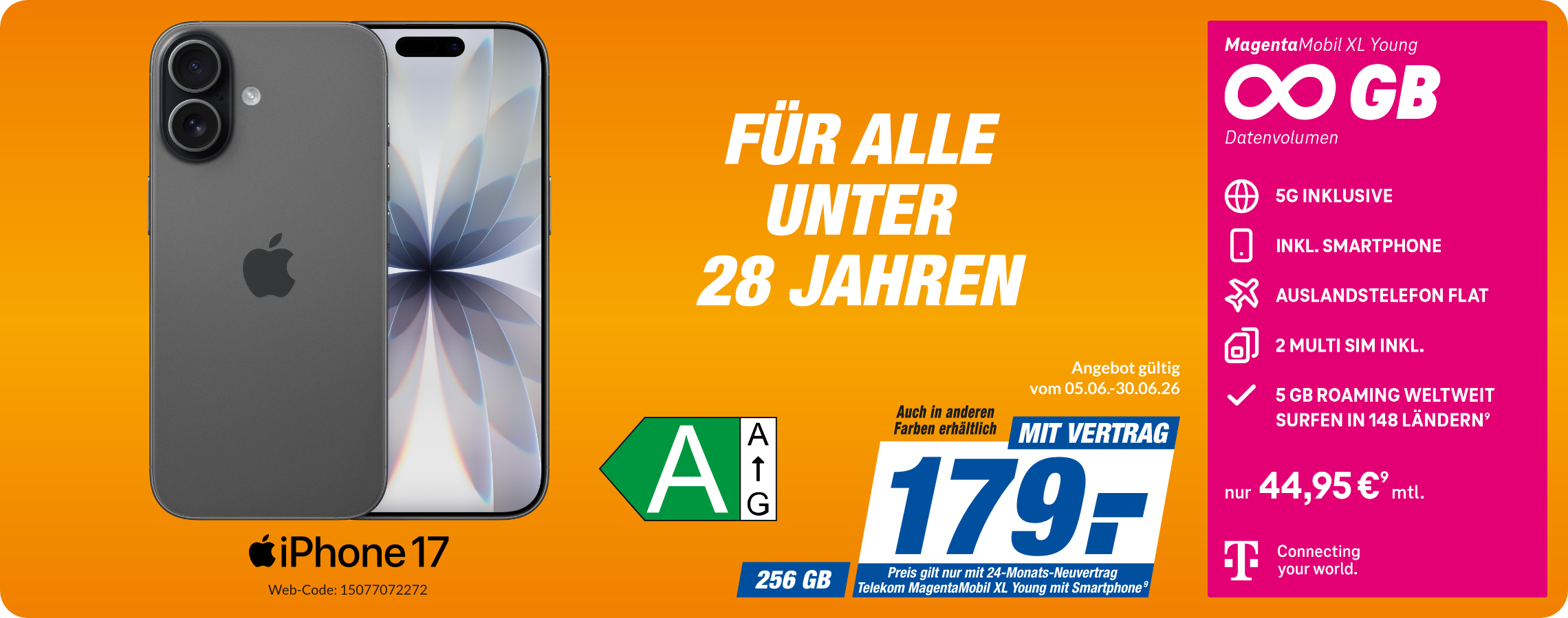iPhone 17 mit Magenta Mobil XL Young für 179€!