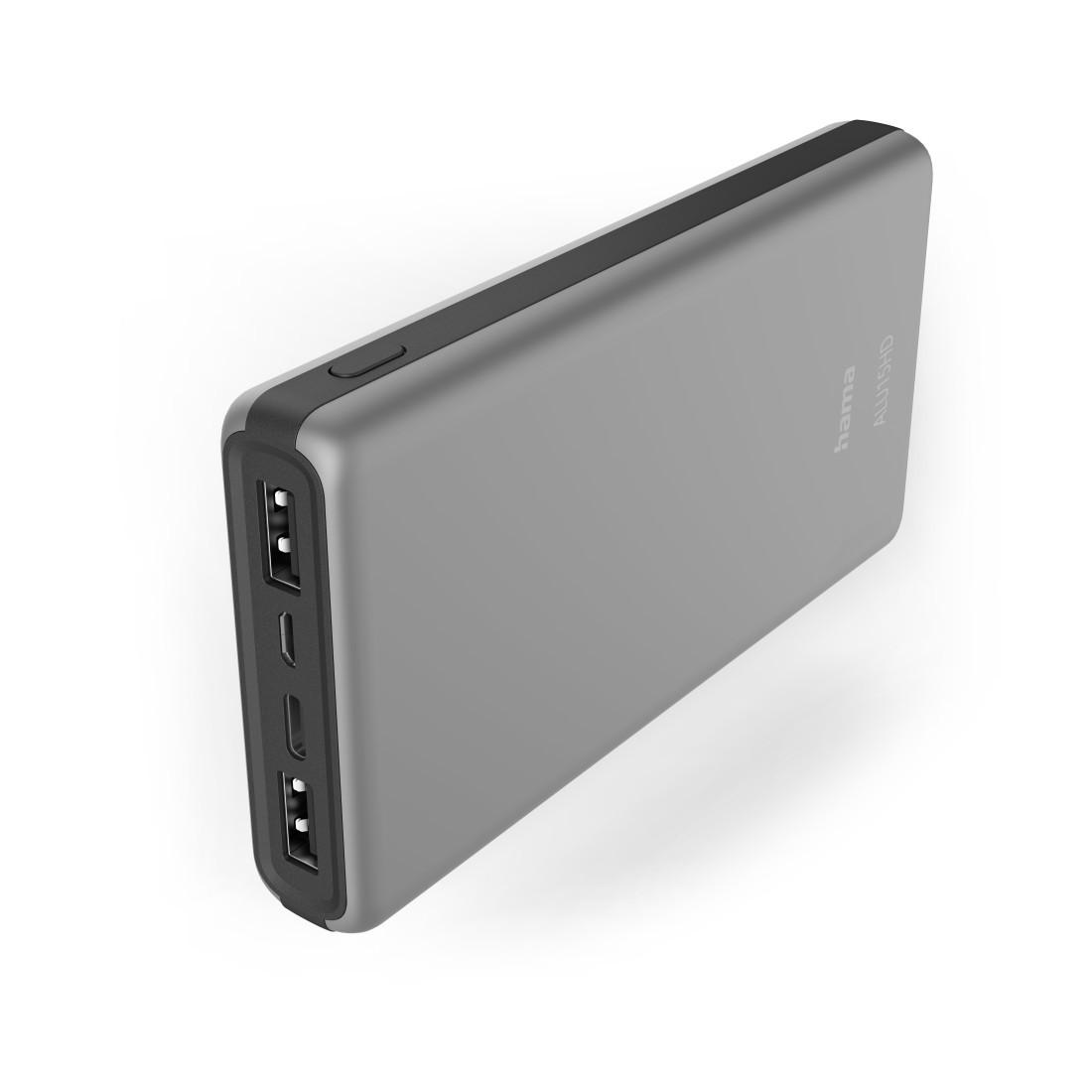 Power Pack "ALU15HD" 15000mAh, 3 Ausgänge: 1x USB-C, 2x USB-A, Silber (00201656)