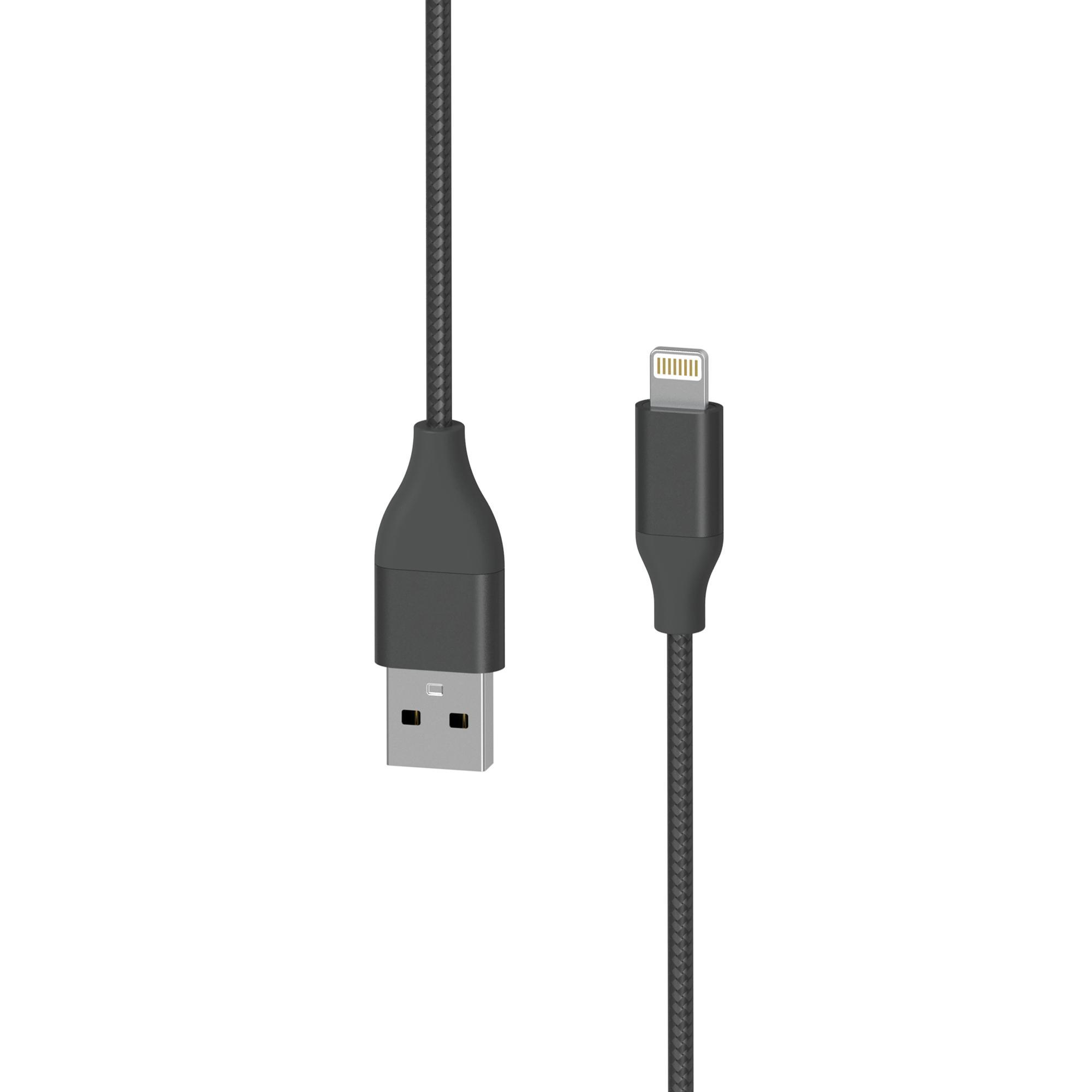 PREMIUM Metallic USB-A auf Lightning Kabel, 1,5 m, Schwarz