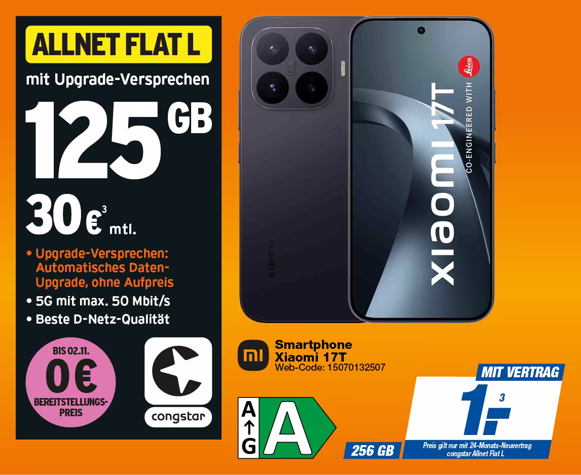 Xiaomi 17 T mit Congstar Allnet Flat L
