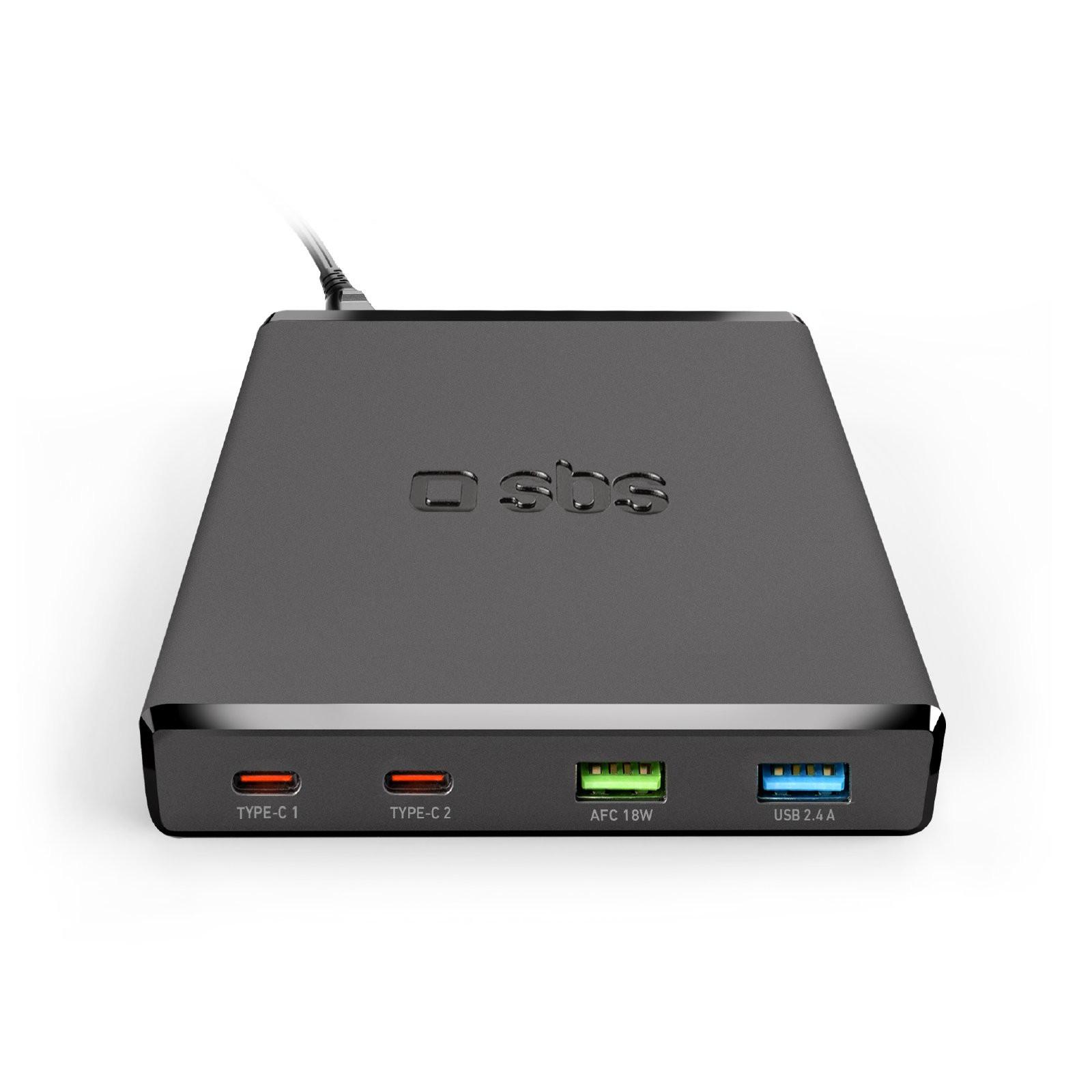 GaN-Ladestation mit 4 Ports für ultraschnelles Laden, 75 W, USB-A und USB-C, Schwarz