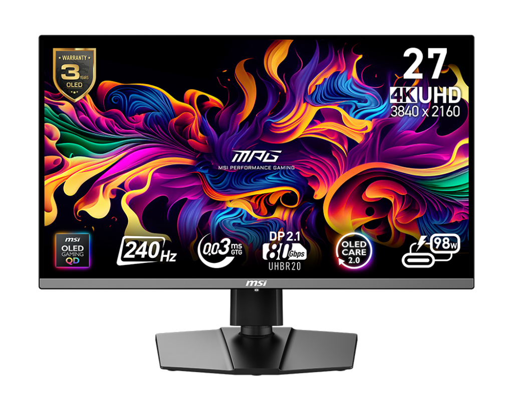 MPG 272URX QD-OLED, Schwarz, 26,5 Zoll, 4K, QD-OLED, 240 Hz, 0,03 ms