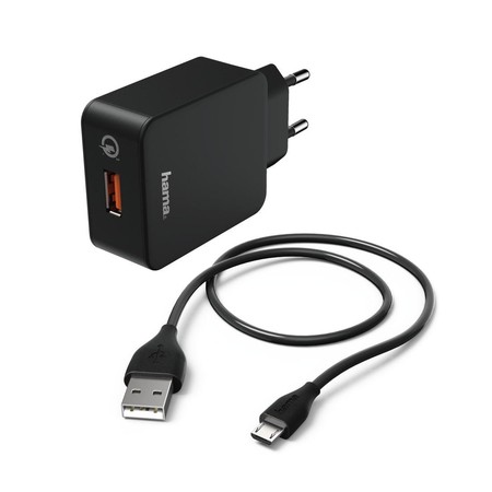 Ladeset, Micro USB, 3 A, Ladegerät QC 3.0 + Micro-USB-Kabel, 1,5 m, schwarz (00178336)