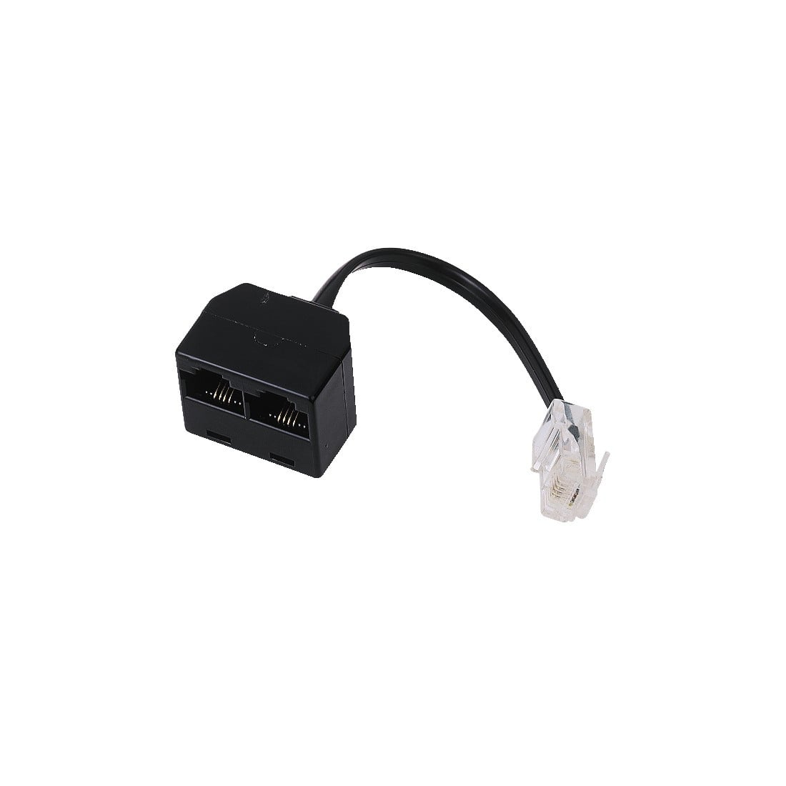 ISDN-Verteiler, Modular-Stecker 8p4c - 2 Modular-Kupplungen 8p4c, Schwarz (00044544)