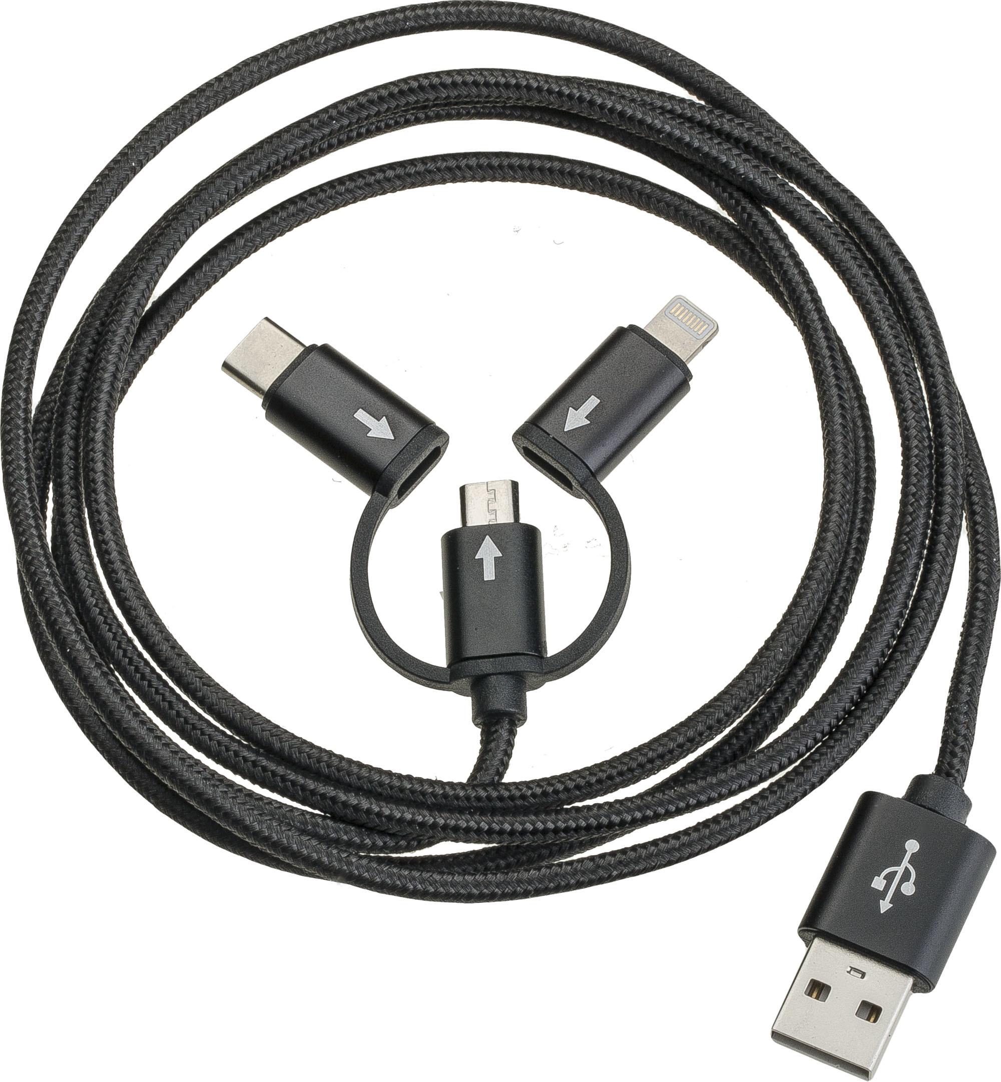 USB Data Cable ALL IN ONE Black mit Sync- und Ladefunktion