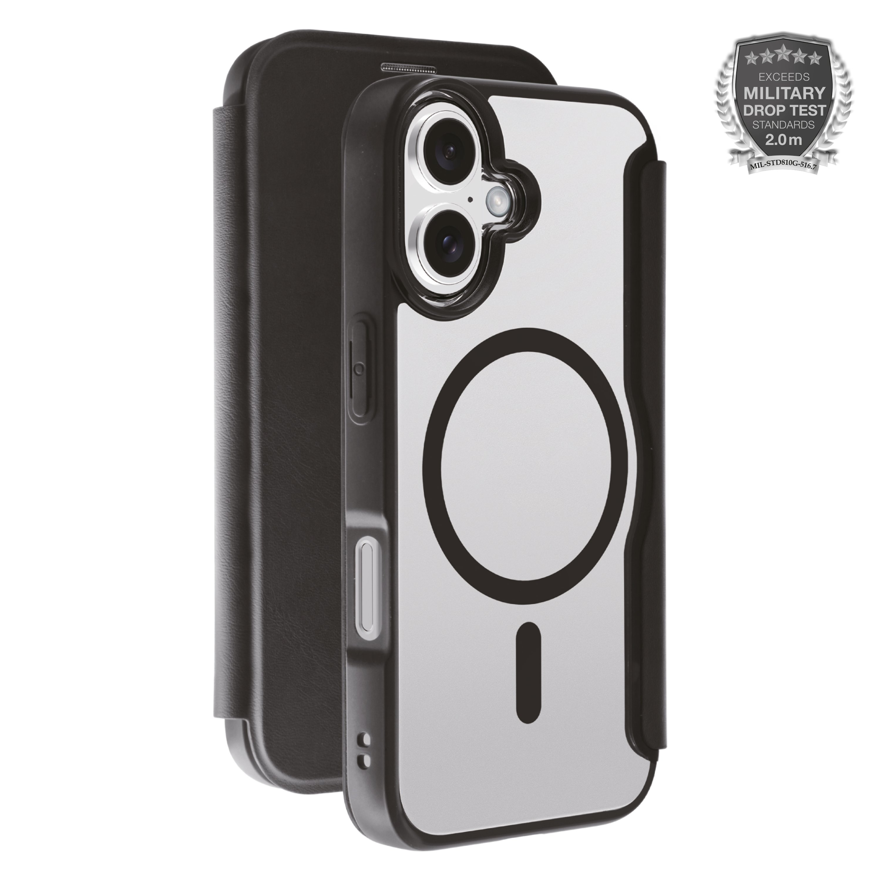 MAG PREMIUM Wallet für iPhone 16, 2.0m Drop-Protection, MagSafe Suport (64219) Handyhülle