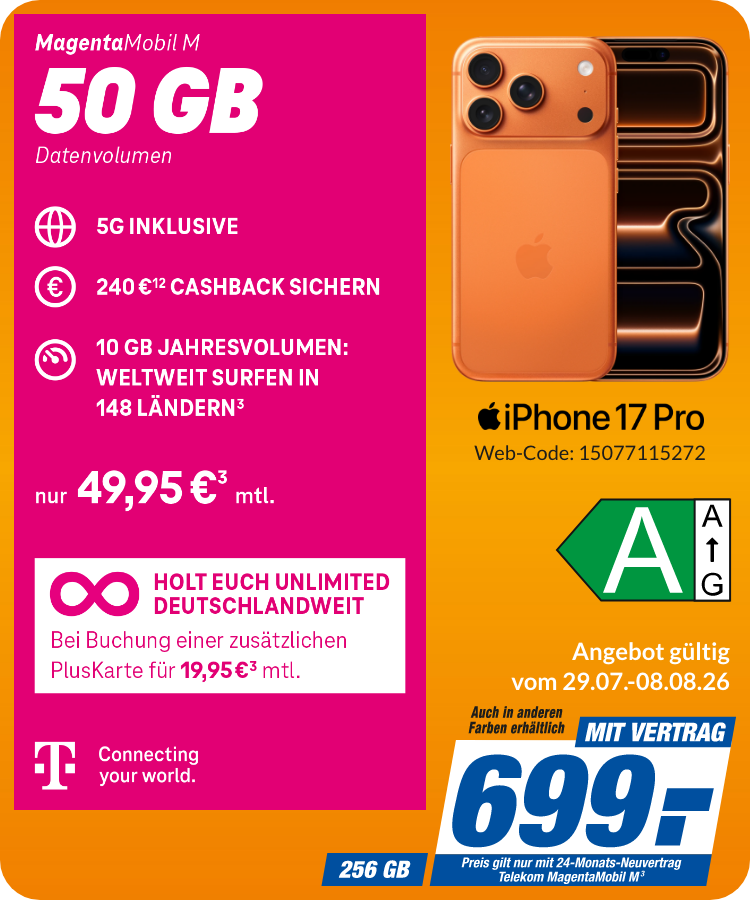 iPhone 17 Pro mit Magenta Mobil M für 699€!
