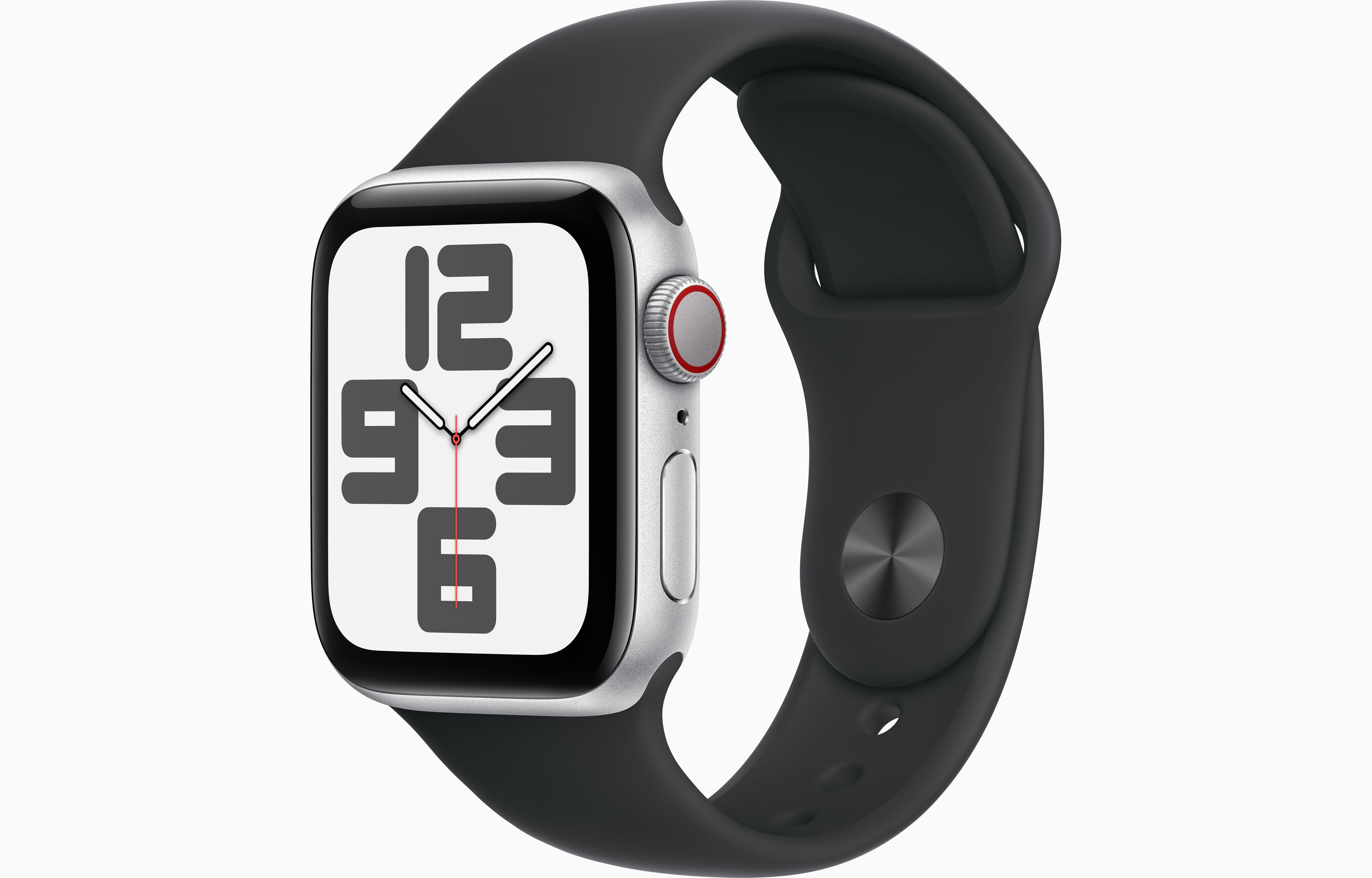 Watch SE GPS + Cellular, 40 mm Aluminiumgehäuse Mitternacht, Sportarmband Schwarz - S/M