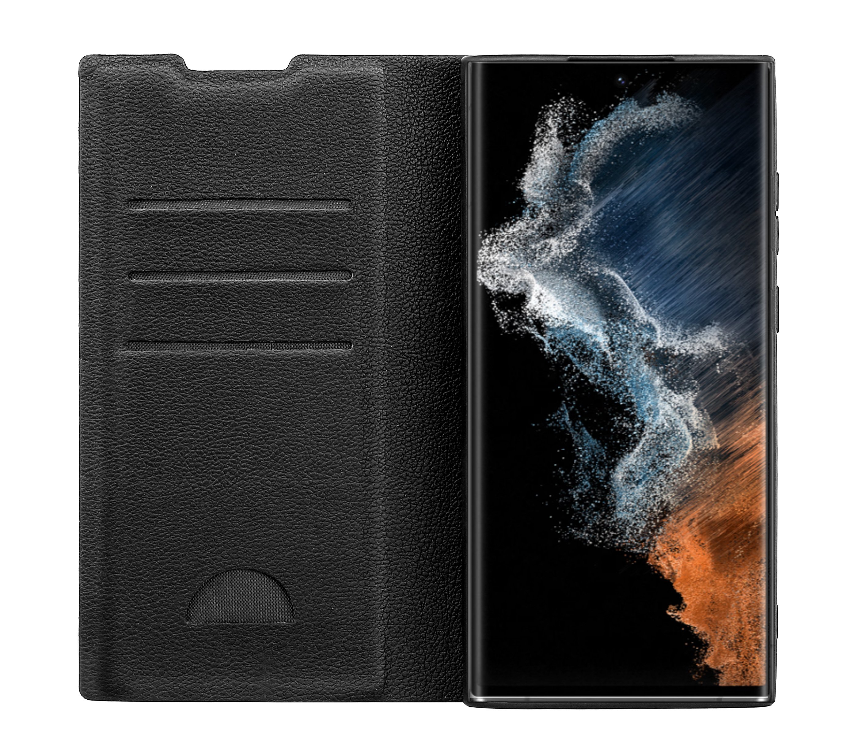 Premium Wallet, Book Cover für Galaxy S23 Ultra Schwarz (63514) Handyhülle