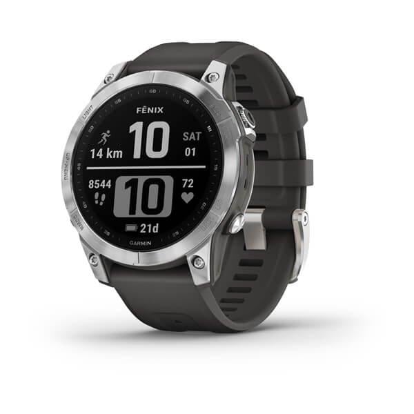 fenix 7S Silber, 42mm, mit graphitfarbenem Armband Smartwatch
