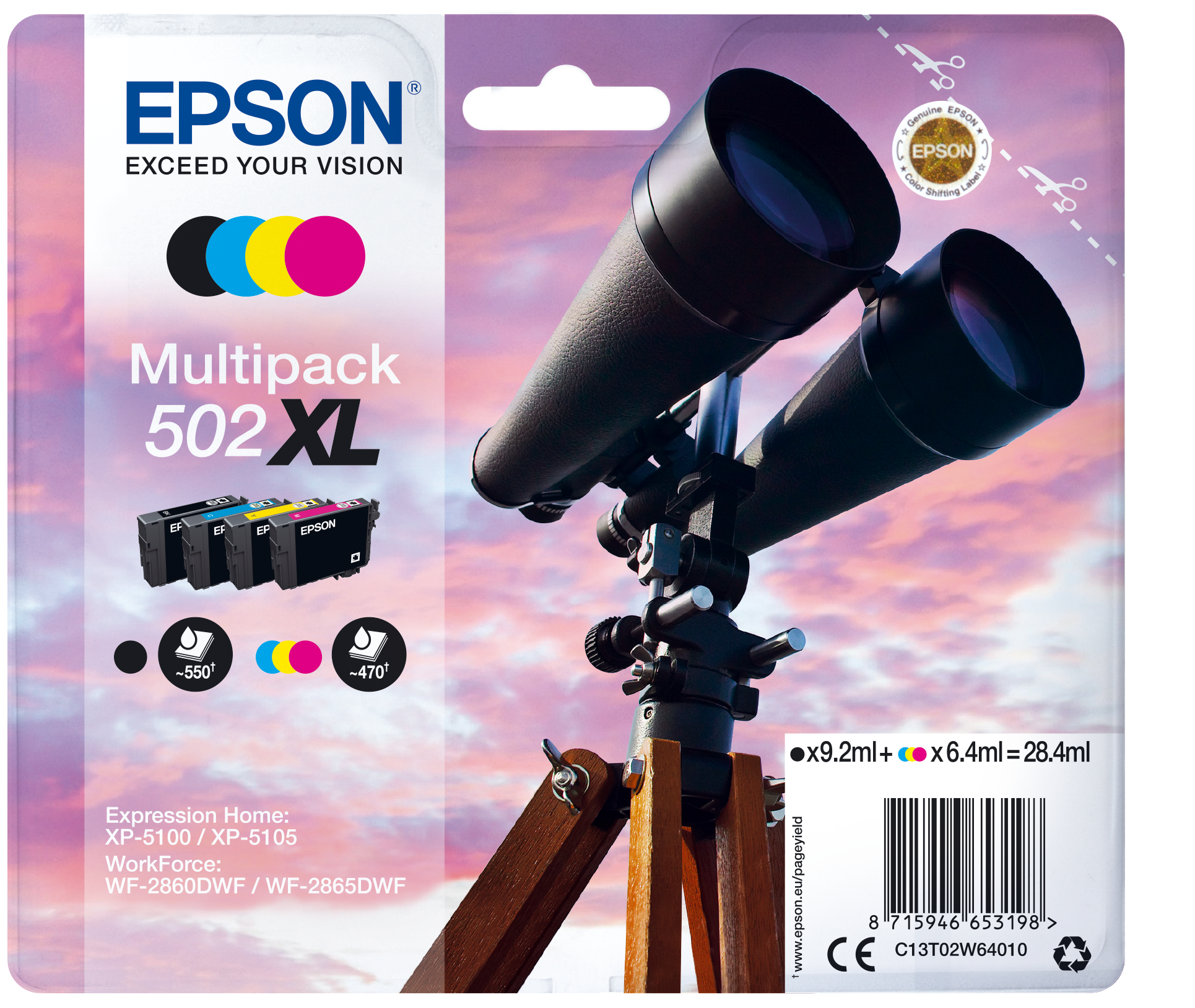 C13T02W64010 Fernglas CMYK XL MultiPack Druckerpatrone