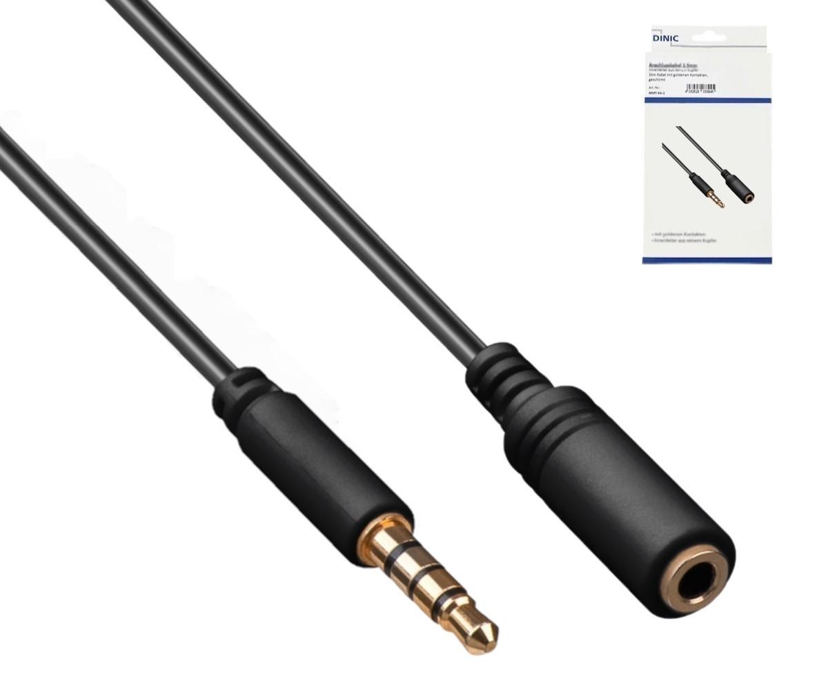 Audioverlängerung 3,5mm 4pin Klinke, 4-Pin Klinkenverlängerung, Stecker auf Buchse, Schwarz, 3m