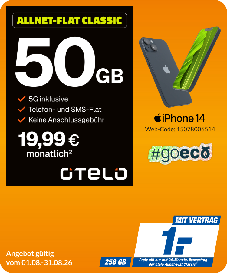iPhone 14 mit AllnetFlat Classic für 1€!