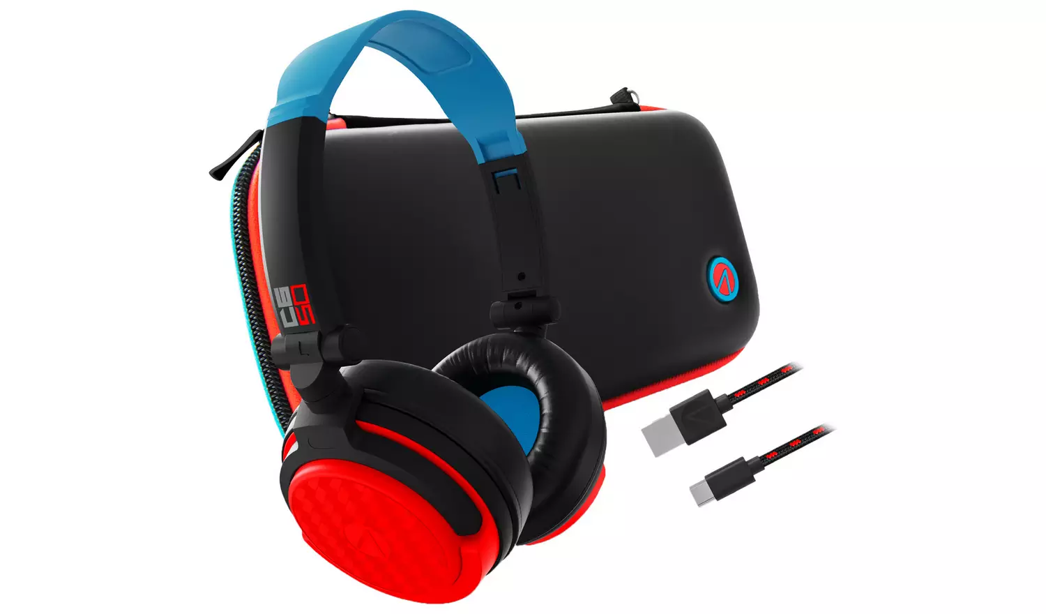 Switch Premium Travel Kit (Tasche/Headset/Kabel), Schwarz/Rot/Blau