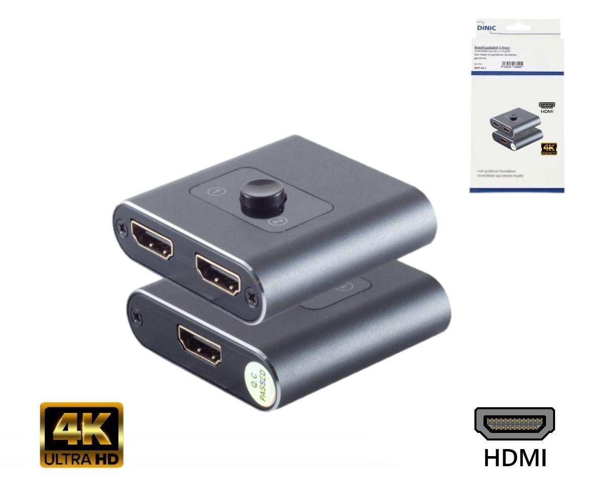 HDMI Umschalter 2x1, bidirektional, Metall 4K60Hz, Metall, Space Grau