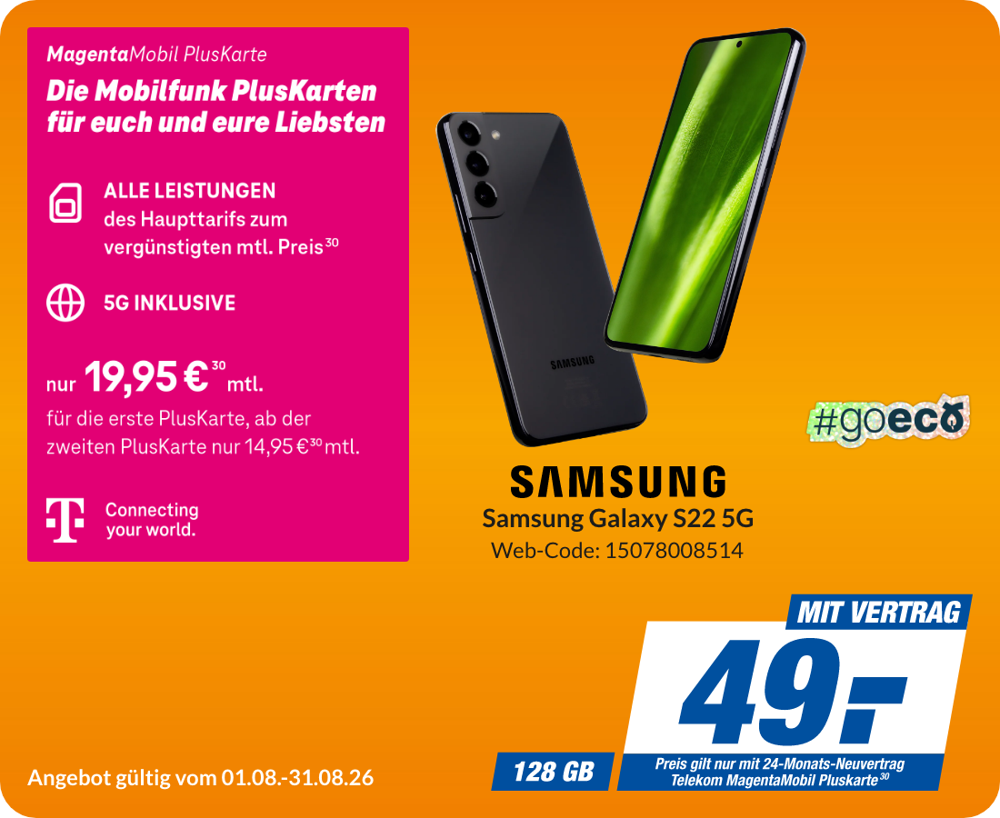 Samsung S22 mit Pluskarte für 49€!