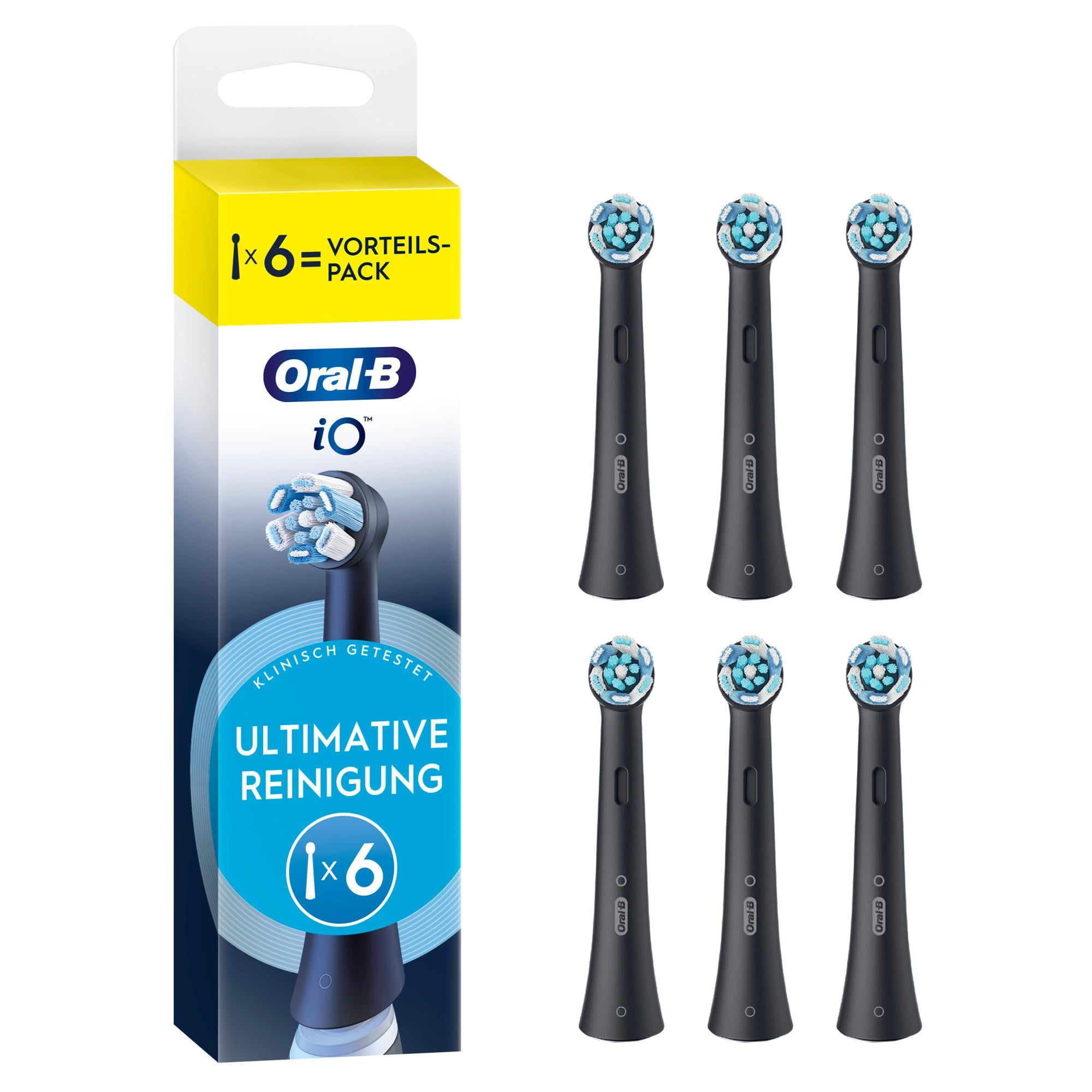 iO Ultimative Reinigung, Original Aufsteckbürsten, Schwarz, 6er