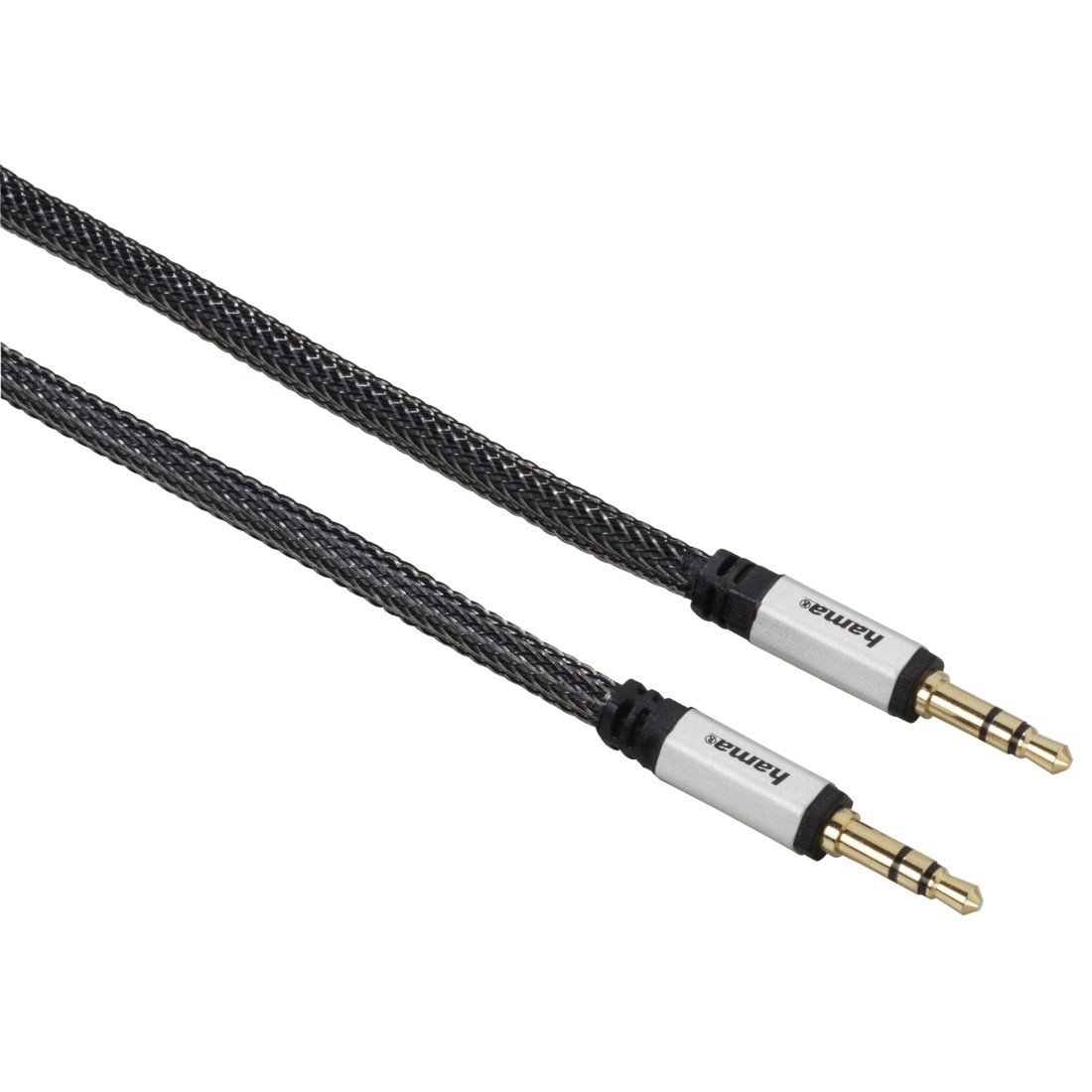 Audio-Kabel, 3,5-mm-Klinken-Stecker - Stecker, Stereo, vergold., Gewebe, 1m (00056583)