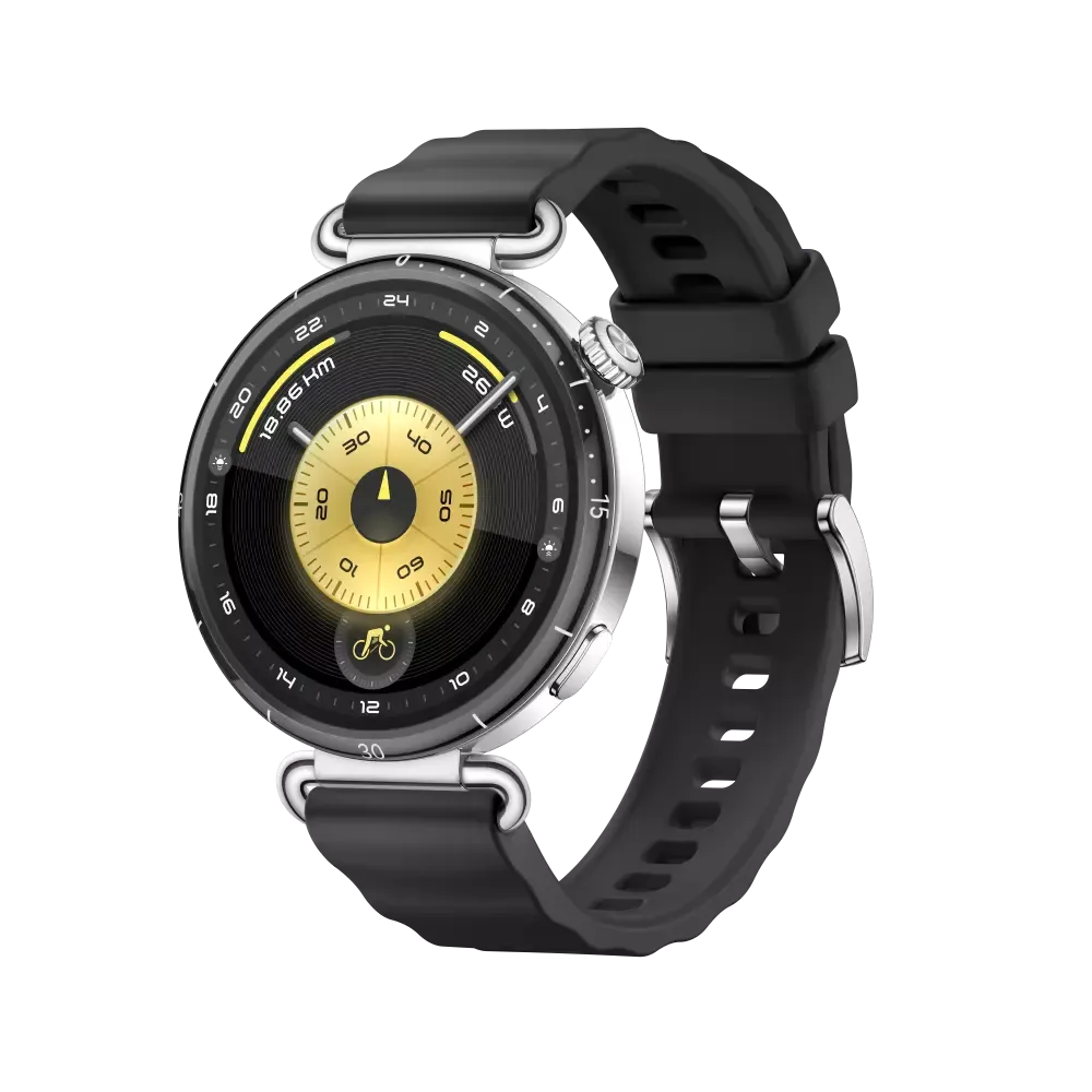 Watch GT6, 41mm, Schwarzes Edelstahlgehäuse mit schwarzem Fluorelastomerarmband