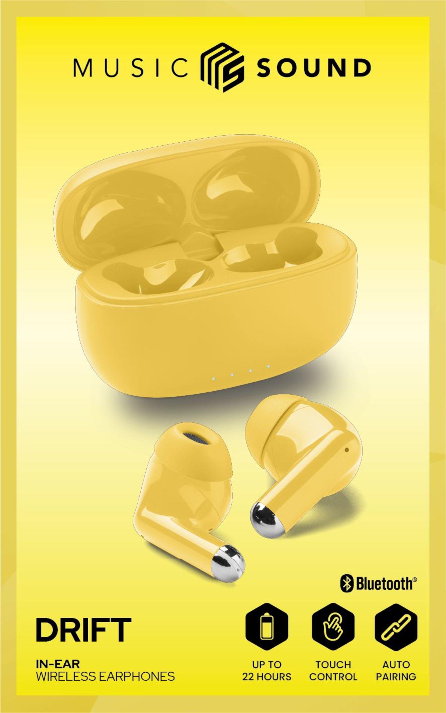 Music & Sound Bluetooth Earphones DRIFT Yellow (61188) In-Ear Kopfhörer