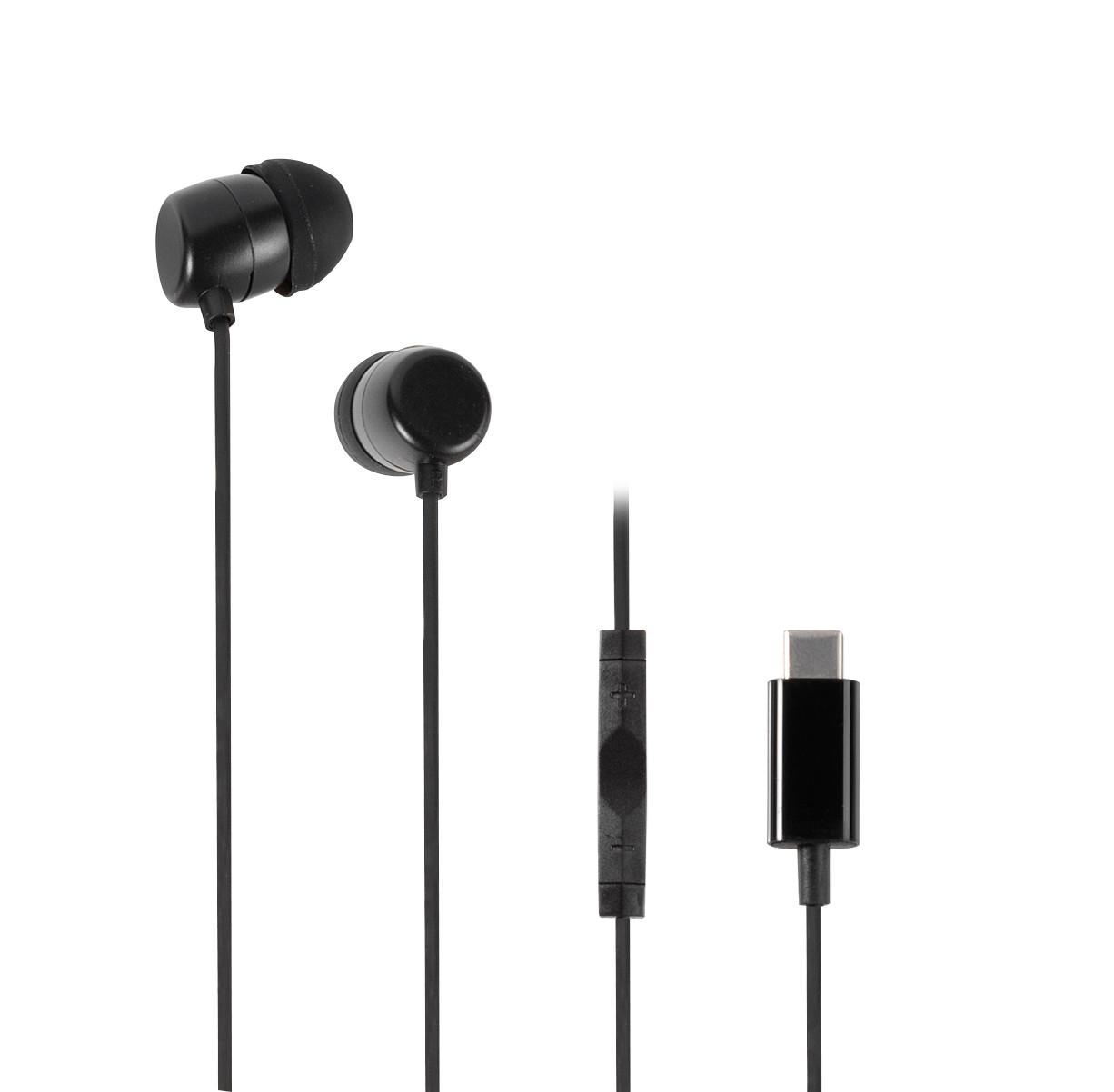 Stereo Earbuds mit USB Type C Stecker Schwarz (61752)