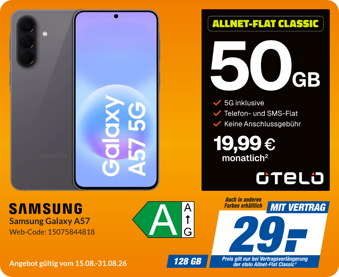 Galaxy A57 mit AllnetFlat Classic für 29€!