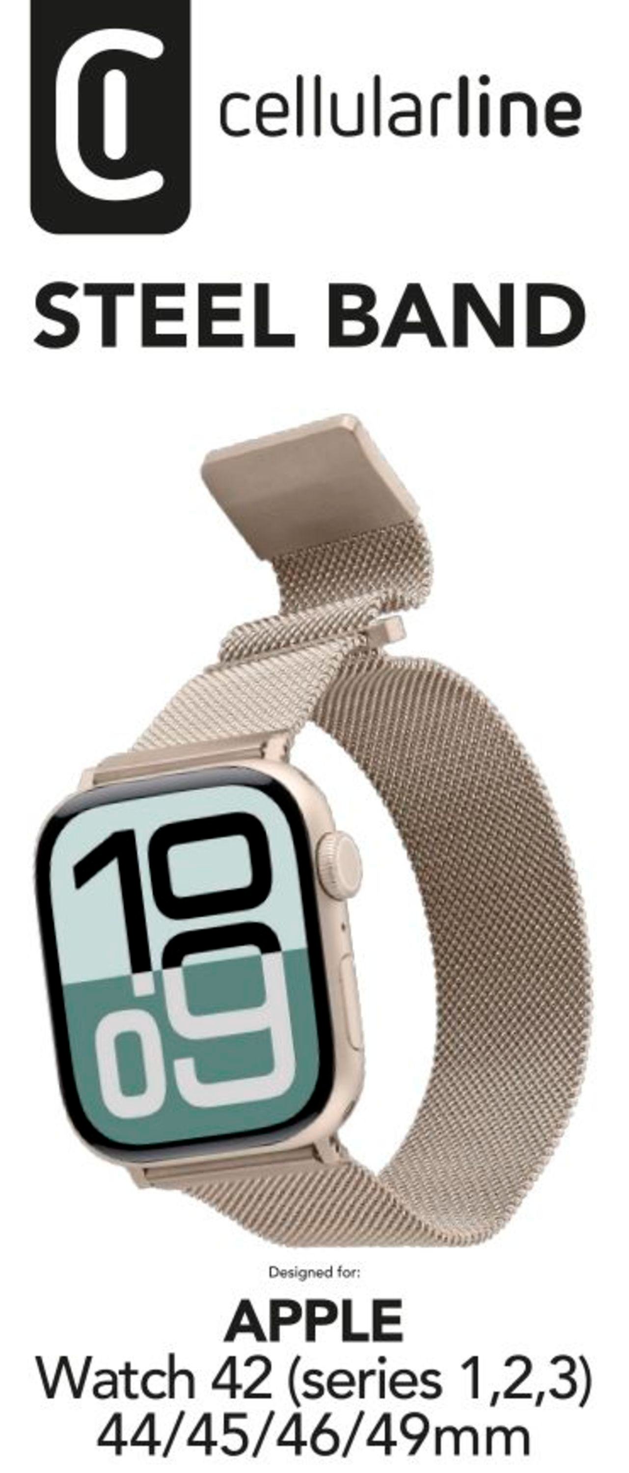 Steel Band für Apple Watch (Serie 1/ 2/ 3) 44/ 45/ 46/ 49mm Milanaise Beige (61127)