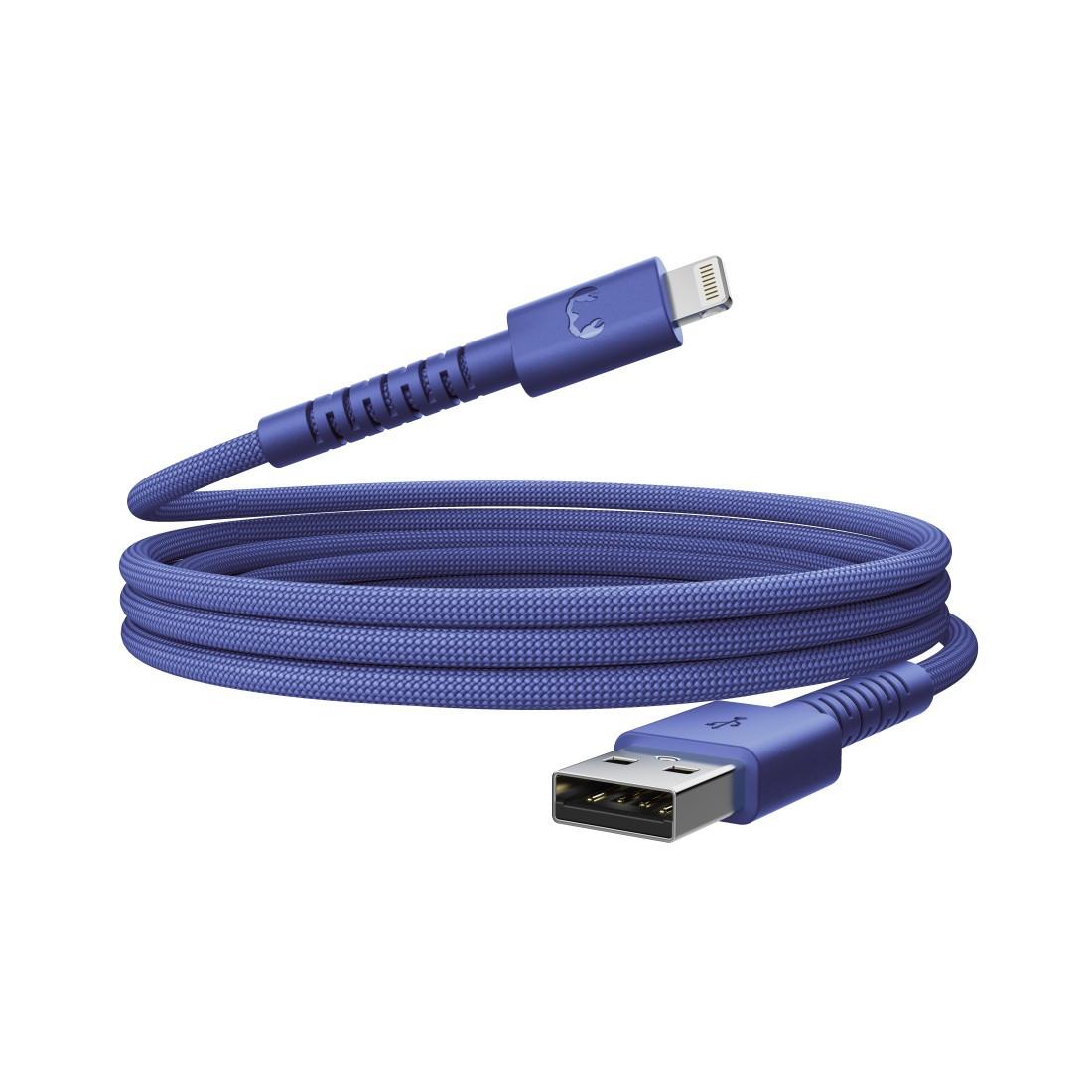USB-A zu Lightning silicone geflochtenes Kabel "FlexWave" 2m, True Blue (00231883)