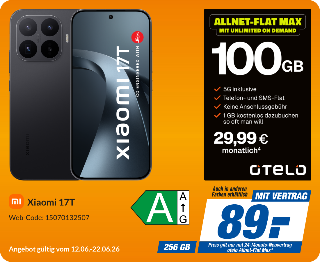 Xiaomi 17T mit Allnet-Flat Max für 89€!