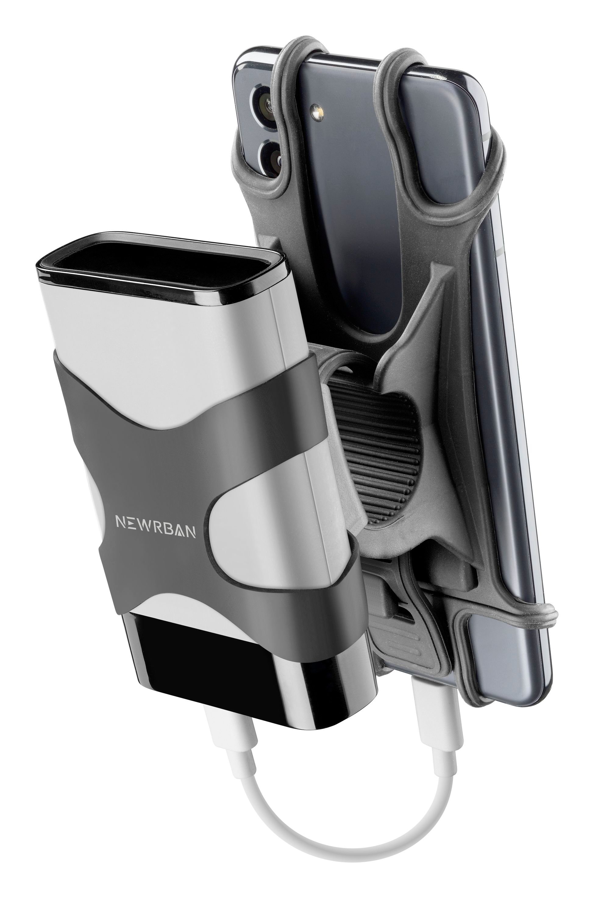 NEWRBAN Handy Lenkradhalterung mit Powerbank Case Black (60430)