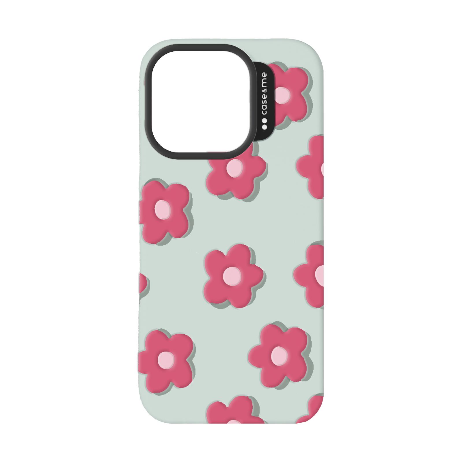 Cover Jelly für iPhone 15 Pro Max mit geprägtem Muster Fuchsia Blumen