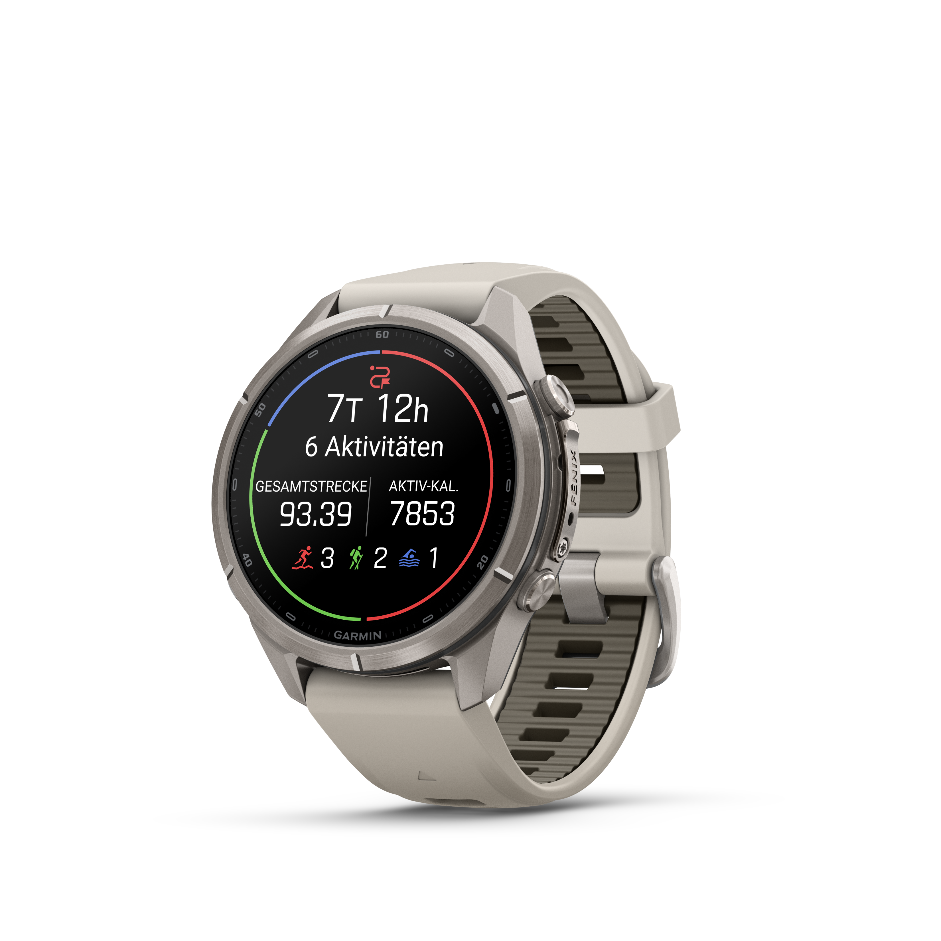 Fenix 9 Pro inReach, 47 mm, Titan mit Silikon-Armband, Nebelgrau/Dunkler Sandstein Smartwatch