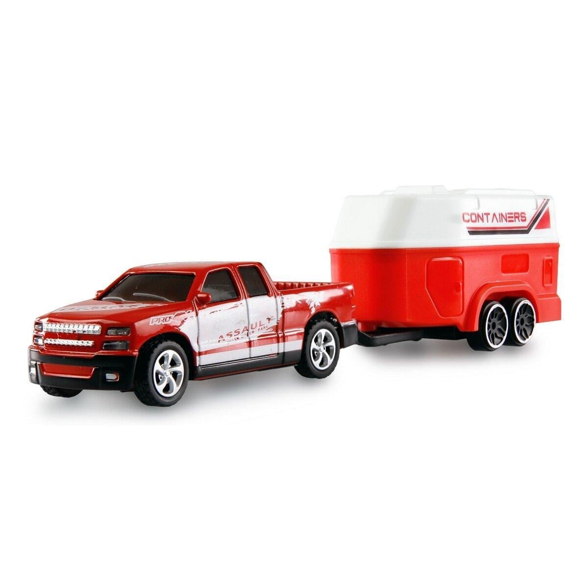RC Pickup Die Cast mit Wohnwagen 1:64 RTR rot 6+ Ferngesteuertes Auto