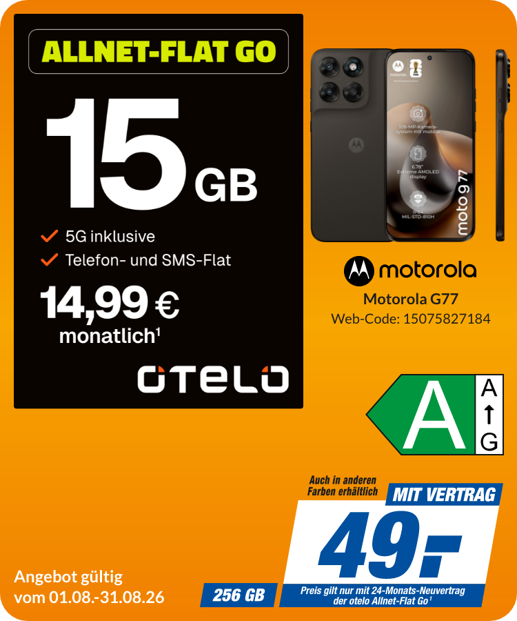 Motorola G77 mit AllnetFlat Go für 49€!