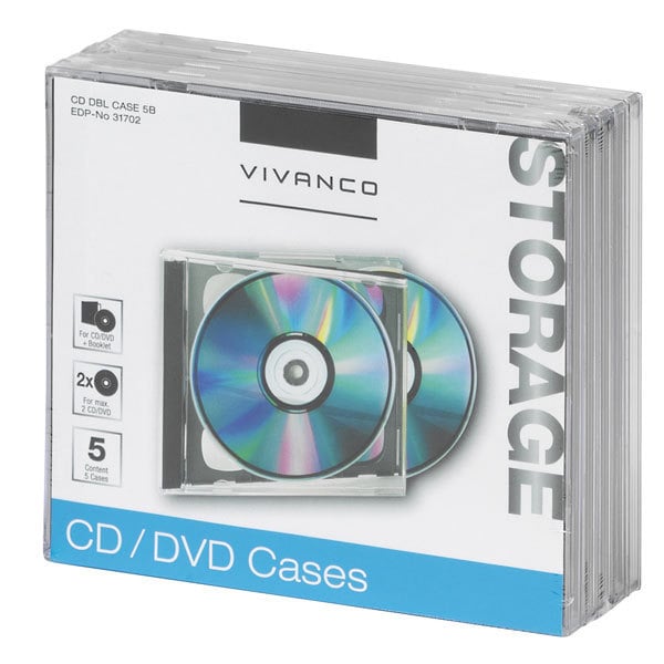 CD/DVD Double Jewel Case, 5er Pack (31702)