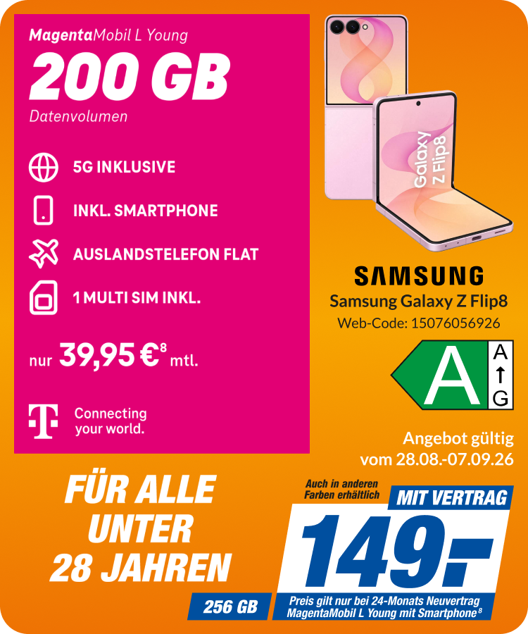 Samsung Flip8 mit Magenta Mobil L Young für 149€!